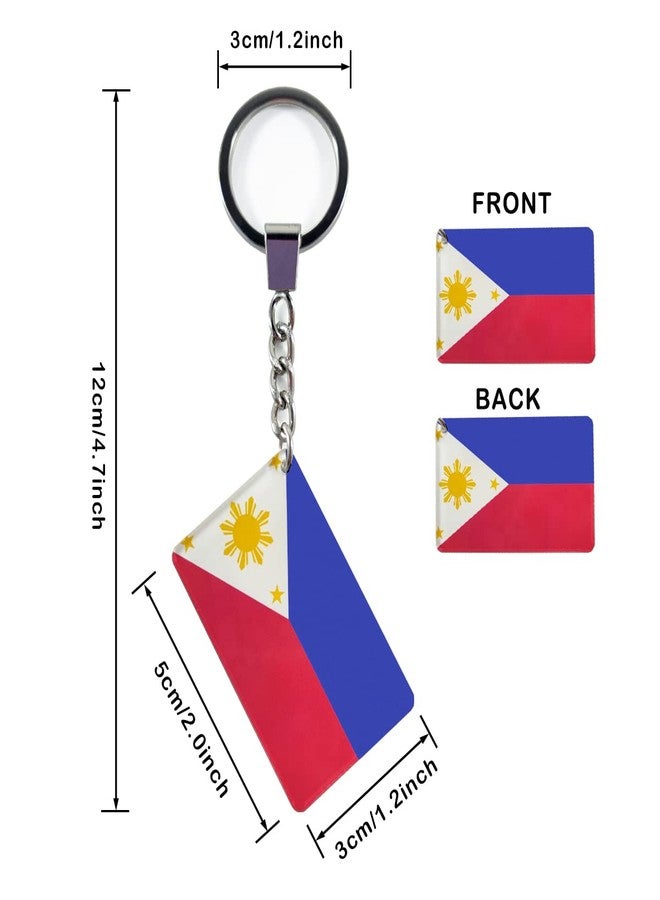 QQSD Philippines Flag Keychain Filipino Key Ring, 2 Pack - Image 2